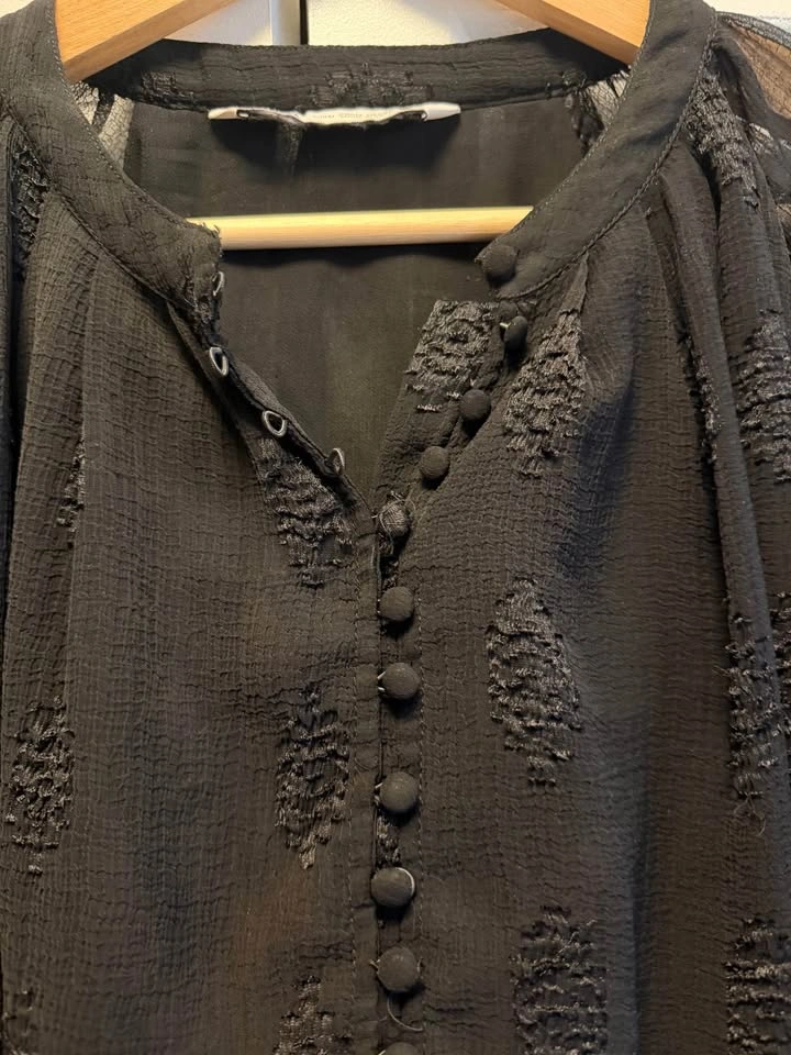 Zara Sheer Black Embroidered Top - photo 4