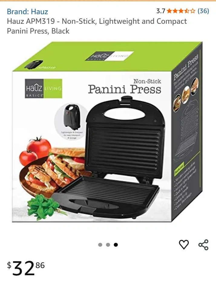 BRAND NEW Hauz Living Panini Press - Non-Stick - Original Box - photo 4