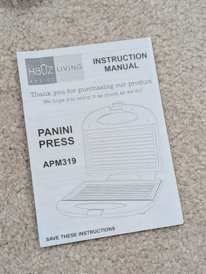 BRAND NEW Hauz Living Panini Press - Non-Stick - Original Box - photo 5