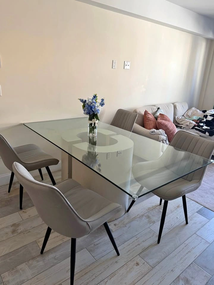 Modern glass dining table
