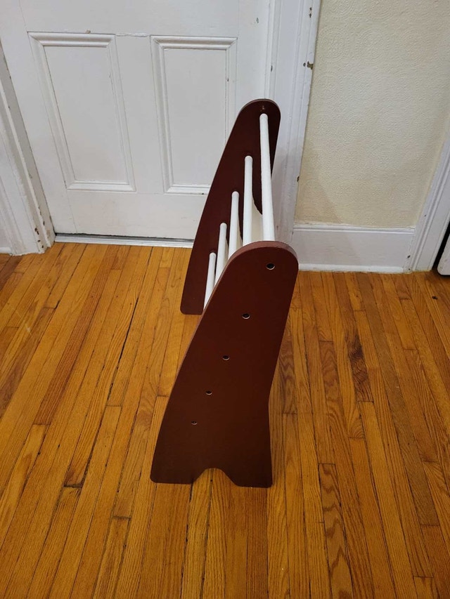 4-Tier Kids Bookshelf, Espresso Wood/Burgundy - photo 3