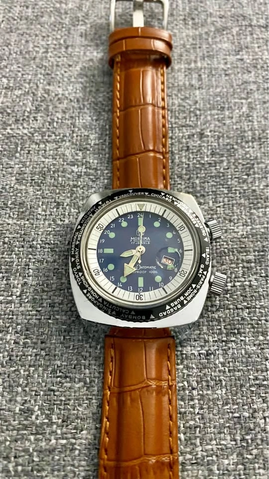 Vintage Mortima 17 Jewels Automatic GMT World Time Diver Watch - photo 2