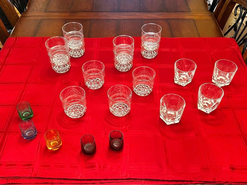 Glass Stacking Cups and Shot Glasses