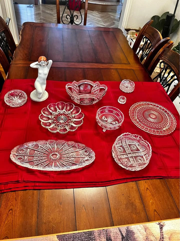 Vintage Crystal & Silesia Porcelain Serving Platters