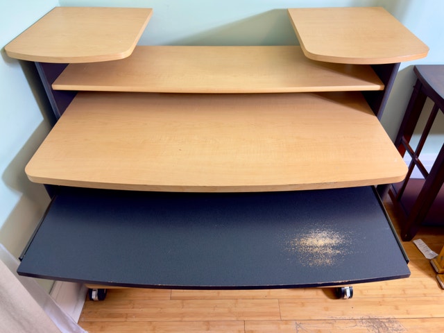 Wood & Metal Computer Desk w/ Locking Wheels