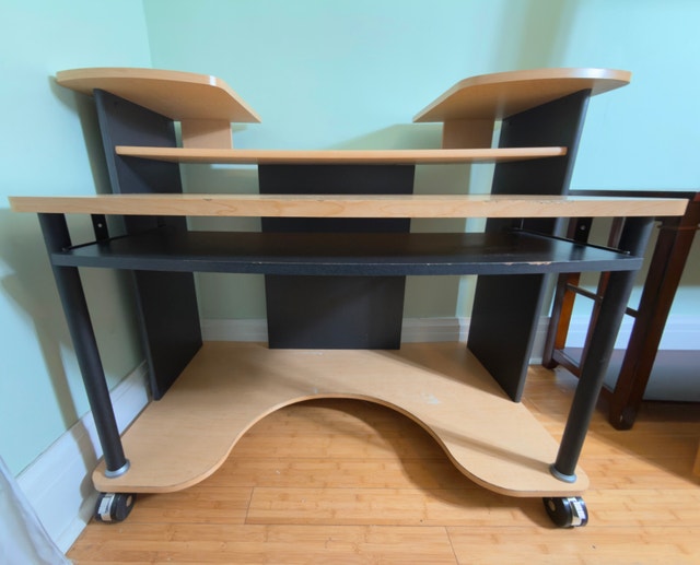 Wood & Metal Computer Desk w/ Locking Wheels - photo 3