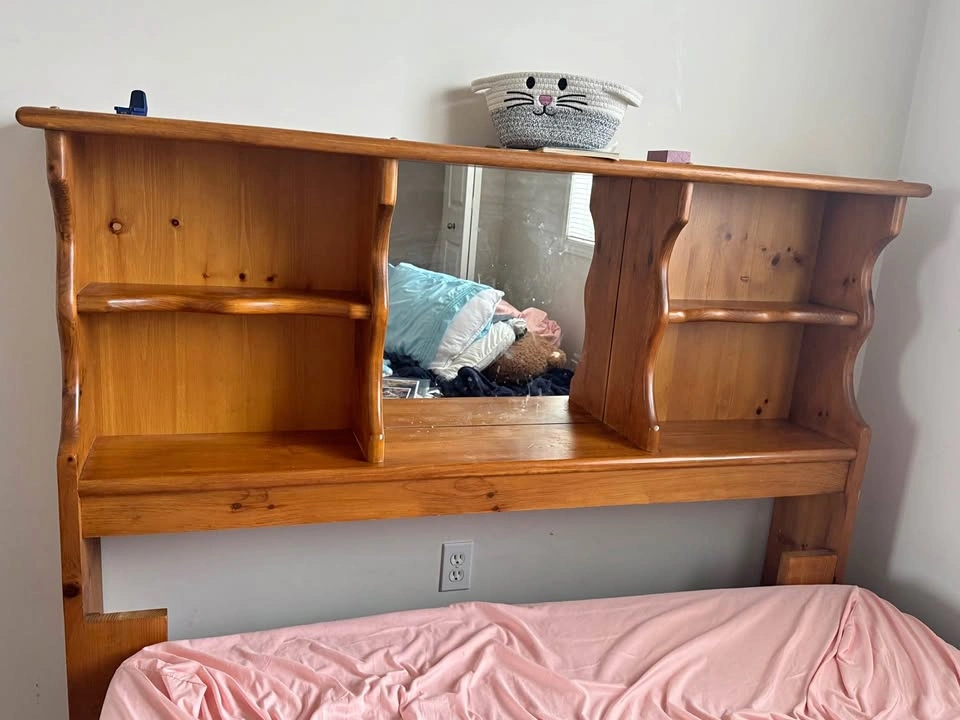 Vintage Queen Headboard with Mirror