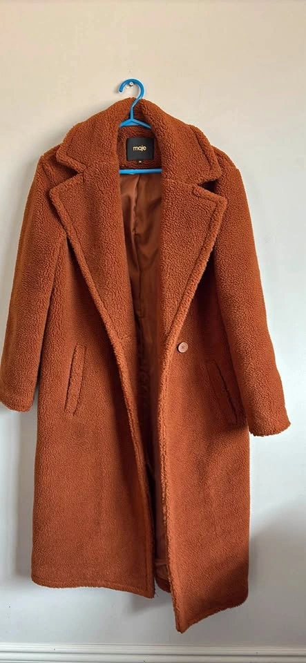 Maje Teddy Coat Tan Brown Color Size 36 (Medium)