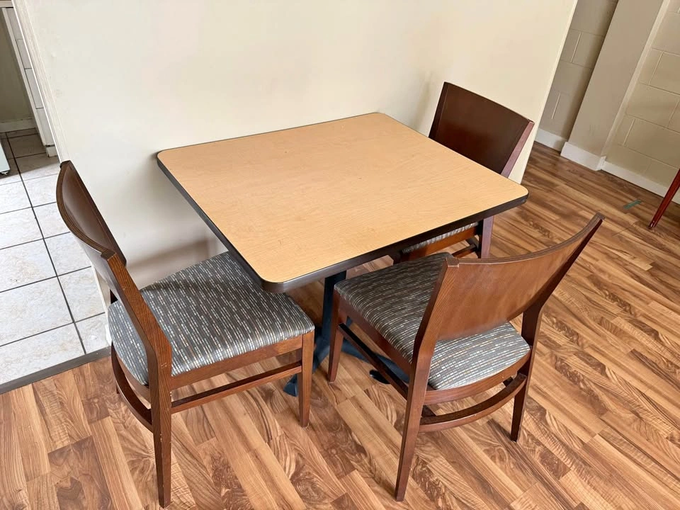 Square Pedestal Dining Table with 4 Chairs