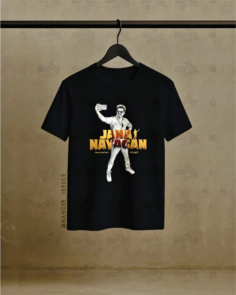 Thalapathy Vijay 'Jana Nayagan' Signature Selfie Black T-Shirt