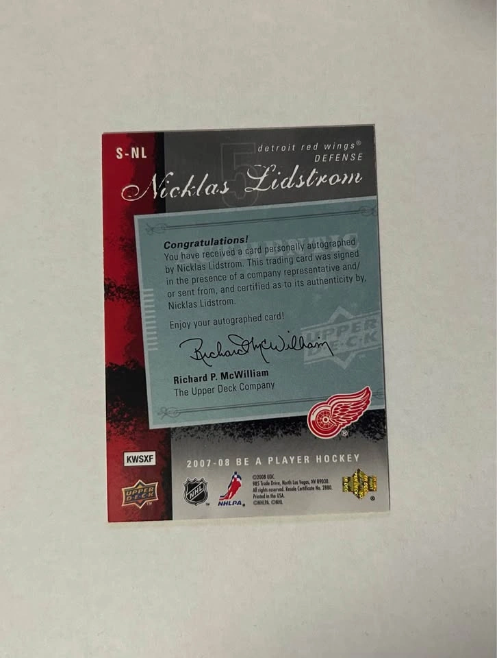 2007-08 Be A Player Signatures Nicklas Lidstrom Auto - Detroit R - photo 2