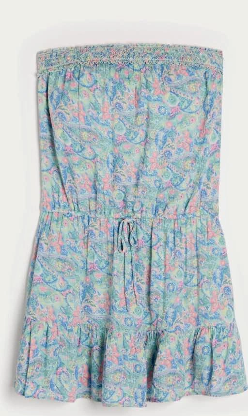 Hollister Strapless Drawstring Blouson Mini Dress - New