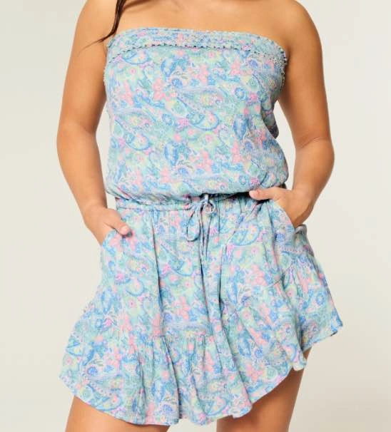 Hollister Strapless Drawstring Blouson Mini Dress - New - photo 2