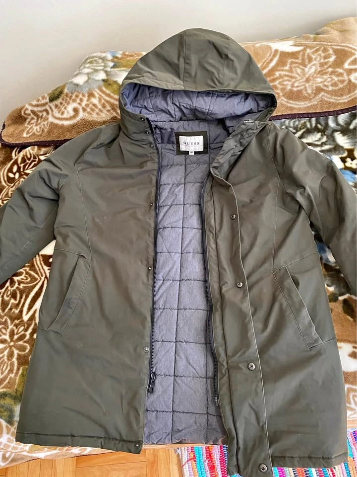 Guess Olive Green Hooded Parka Jacket Size L