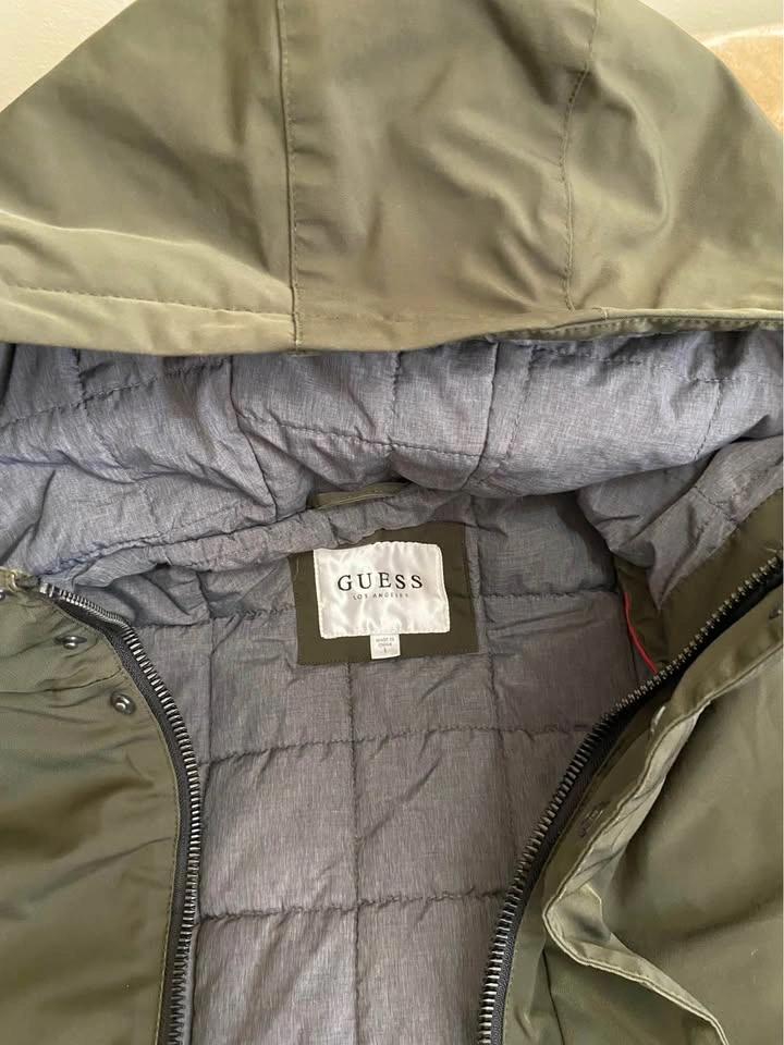 Guess Olive Green Hooded Parka Jacket Size L - photo 2