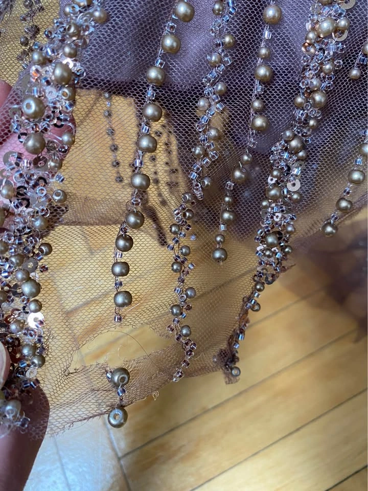 Lora dress in chocolate brown. Size 44 Elegant Beaded Sequin Off - photo 4