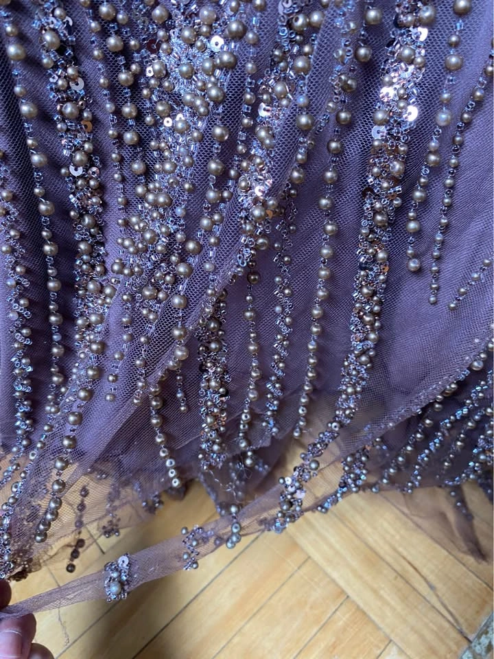 Lora dress in chocolate brown. Size 44 Elegant Beaded Sequin Off - photo 5