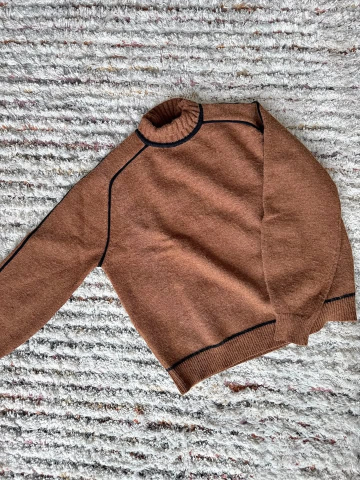 Wool Sweater - Brown w/ Black - Fits S/M