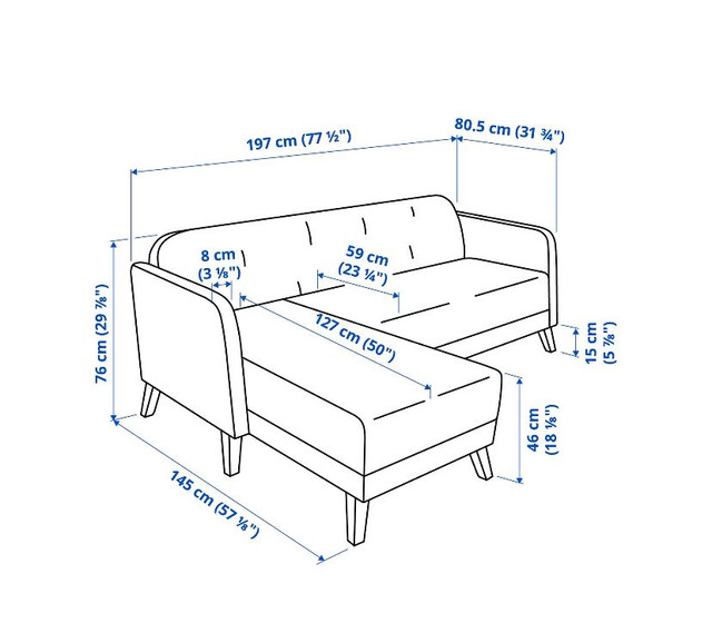 Dark Grey L-shaped Couch (IKEA - LINANÄS) + white coffee table - photo 3