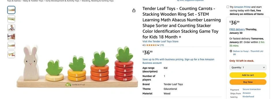 Tender Leaf Toys Counting Carrots - photo 5