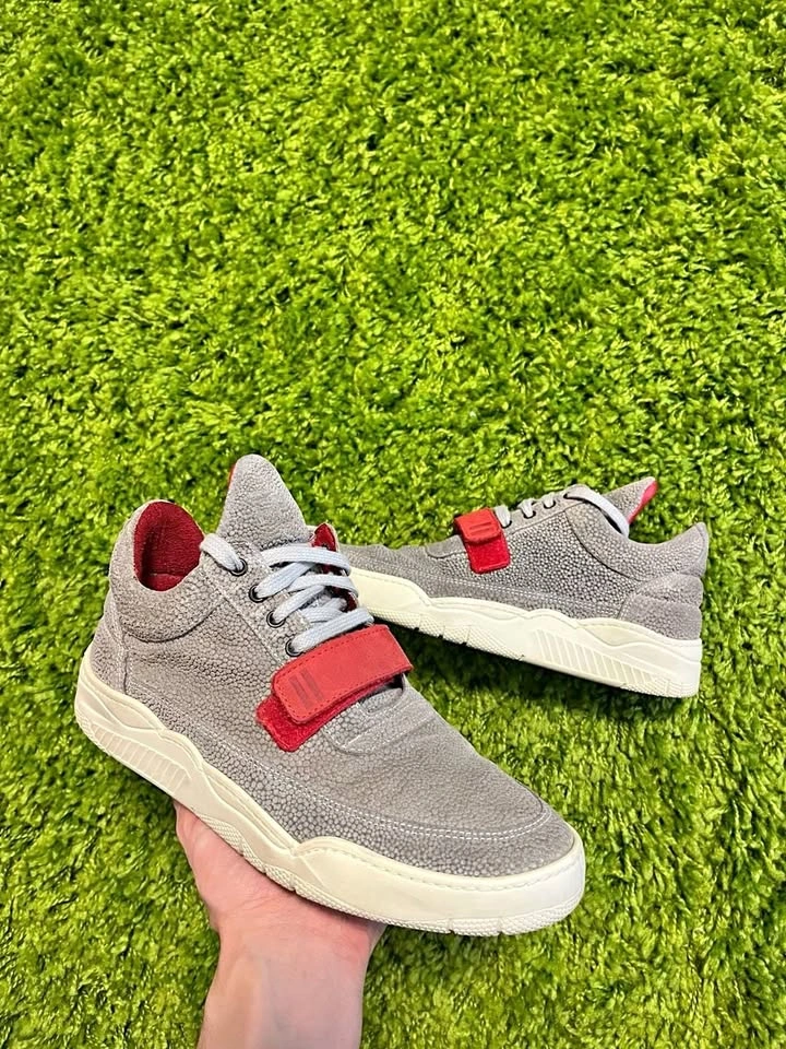 Filling Pieces Low Top Stingray Suede Sneakers w/ Red Strap