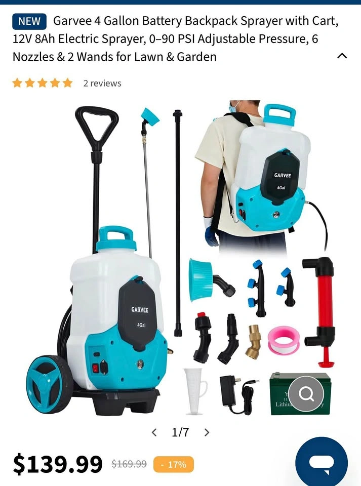(New) Battery Powered Backpack Sprayer with Wheeled Cart