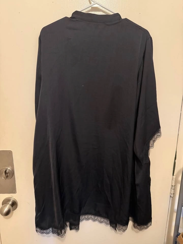 Women's Satin & Lace Kimono Robe - Size Large - photo 2