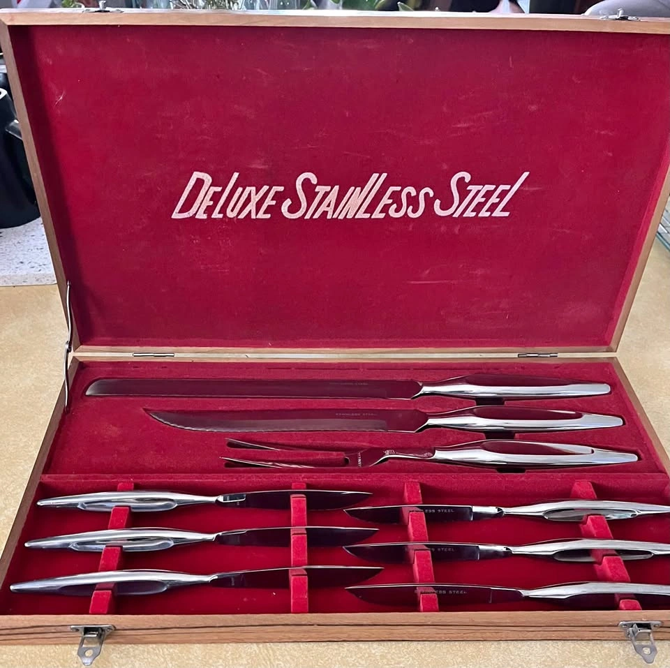 Vintage 9 pc Stainless Steel Carving Set