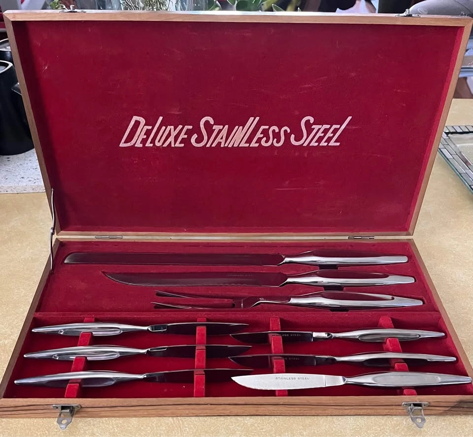 Vintage 9 pc Stainless Steel Carving Set - photo 3