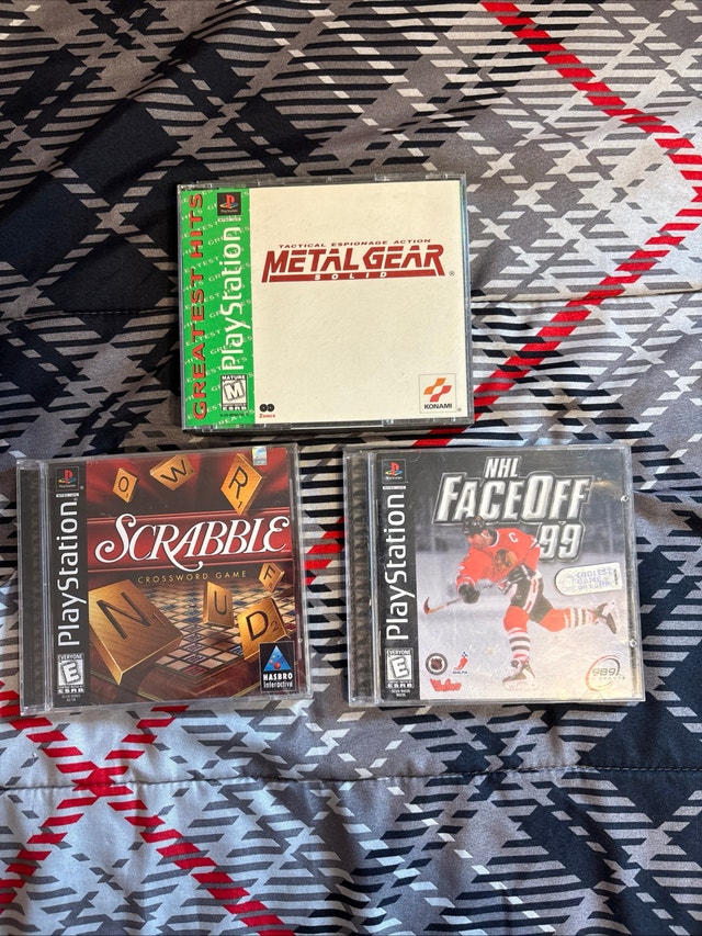 Lot Of 3 PlayStation 1 Games: Metal Gear, Scrabble, NHL