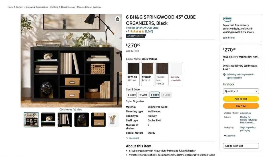 BH&G Springwood 6-Cube Organizer - Black - photo 3