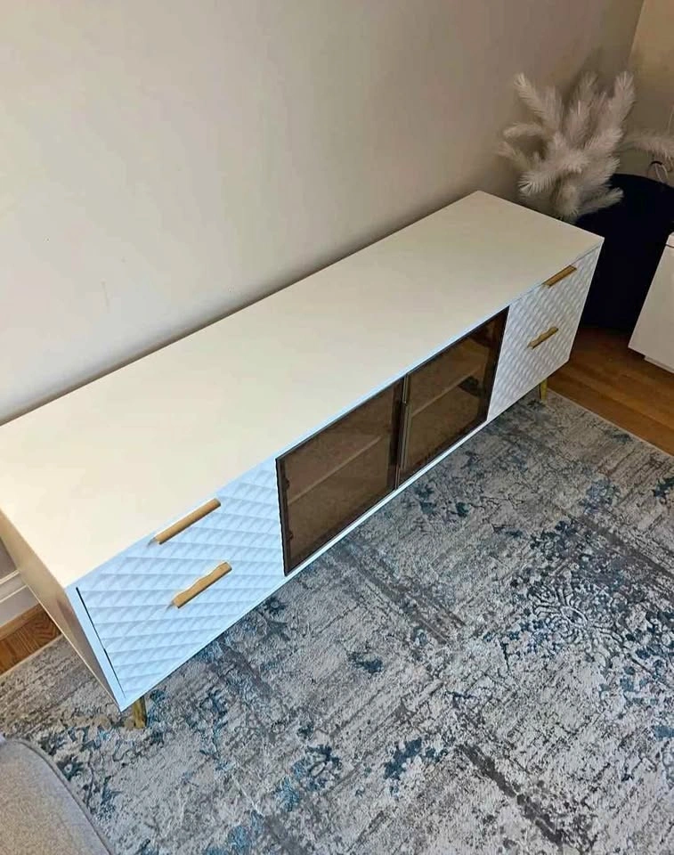 (New) TV Stand - Deluxe Modern Fashion Style, Aluminum Frame Tem