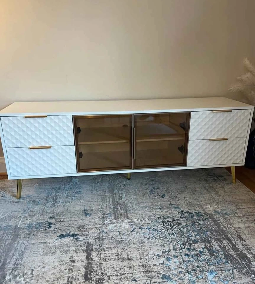 (New) TV Stand - Deluxe Modern Fashion Style, Aluminum Frame Tem - photo 2