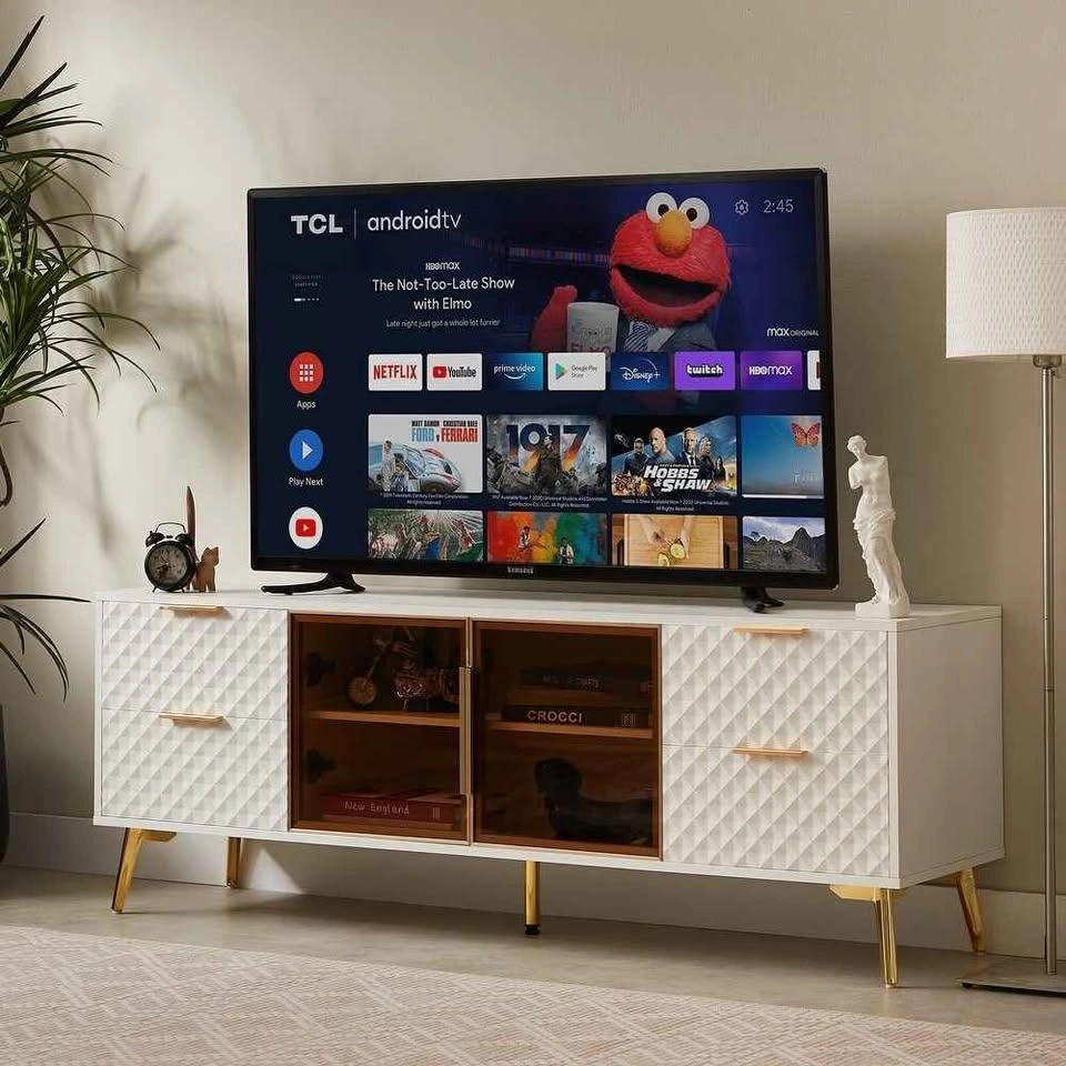 (New) TV Stand - Deluxe Modern Fashion Style, Aluminum Frame Tem - photo 3