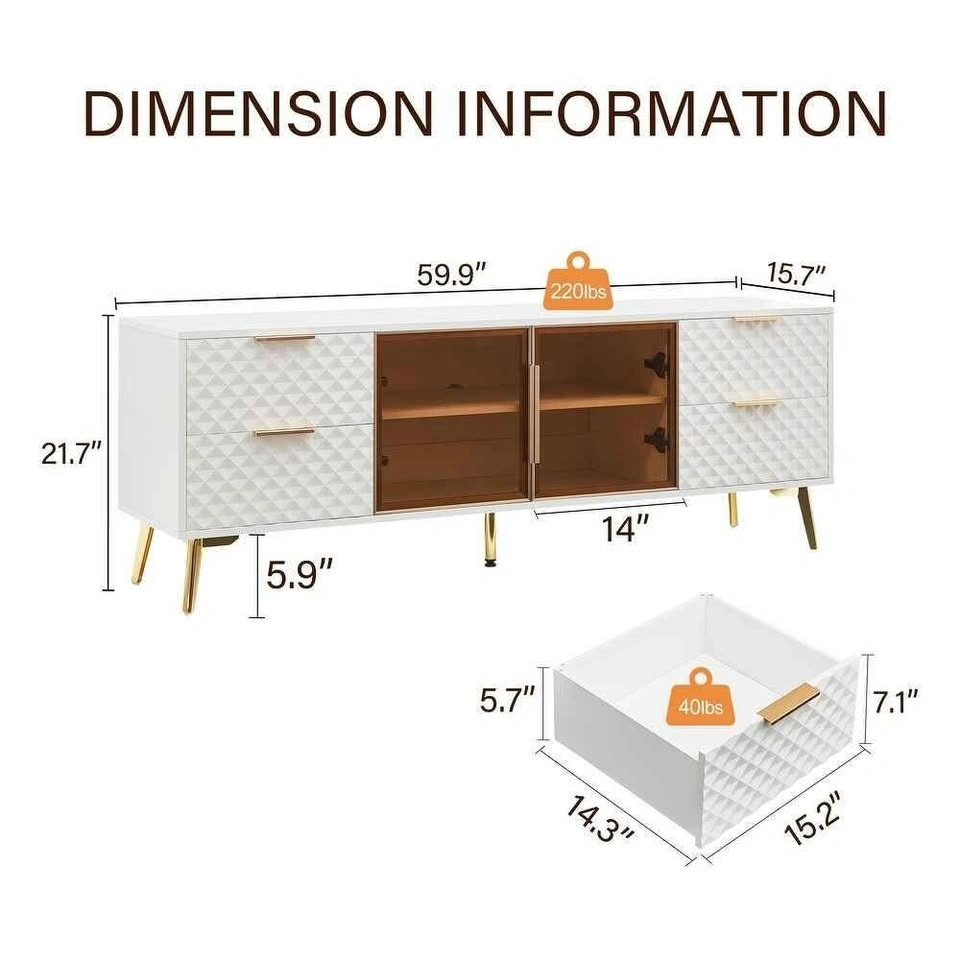 (New) TV Stand - Deluxe Modern Fashion Style, Aluminum Frame Tem - photo 4