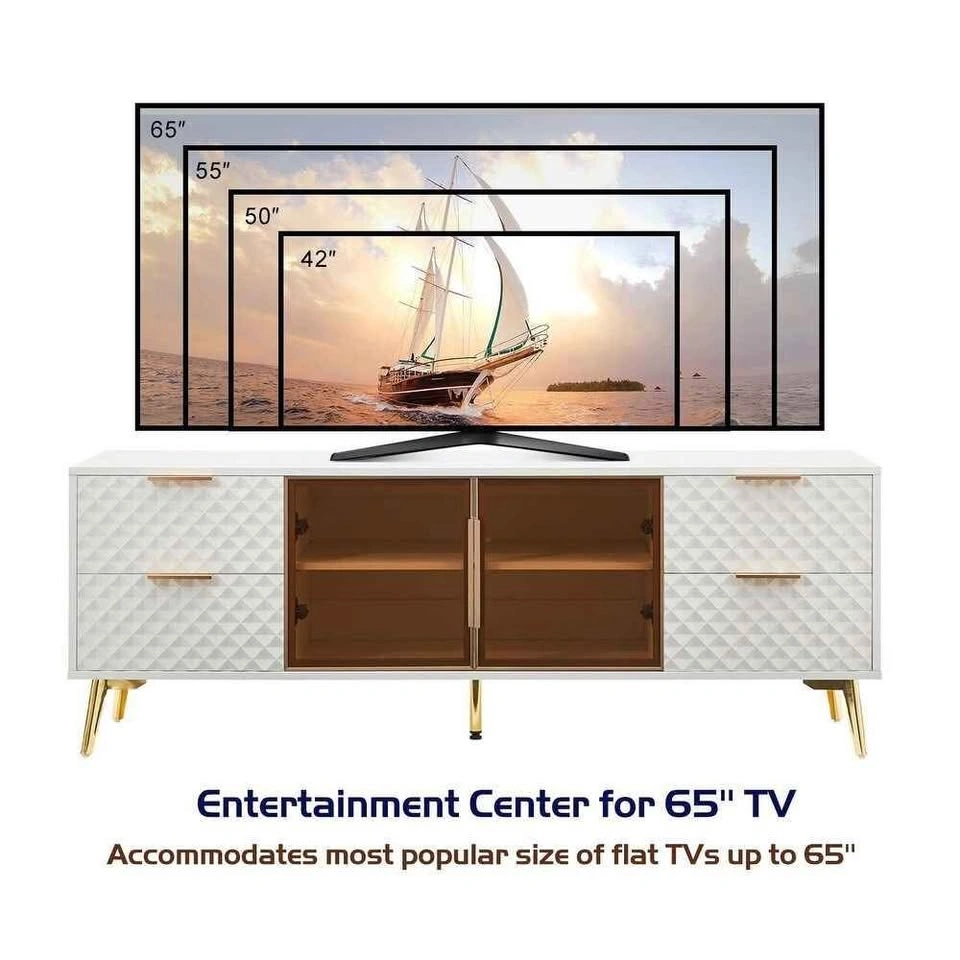 (New) TV Stand - Deluxe Modern Fashion Style, Aluminum Frame Tem - photo 5