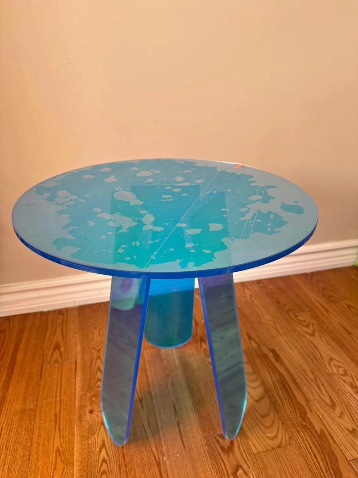 Round Iridescent Acrylic Side Table