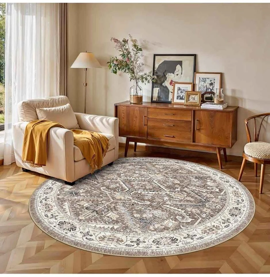 6x6 Round Area Rug for Living Room