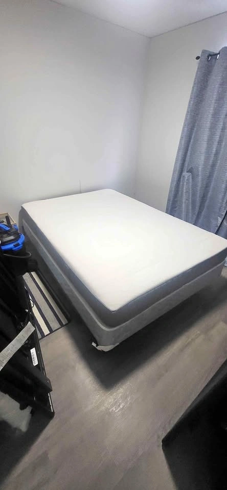 Double Mattress, Box Spring, and Metal Frame Base