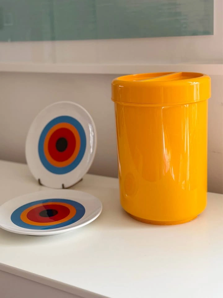 Vintage André Morin 10" Orange Canister / Ice Bucket - photo 2
