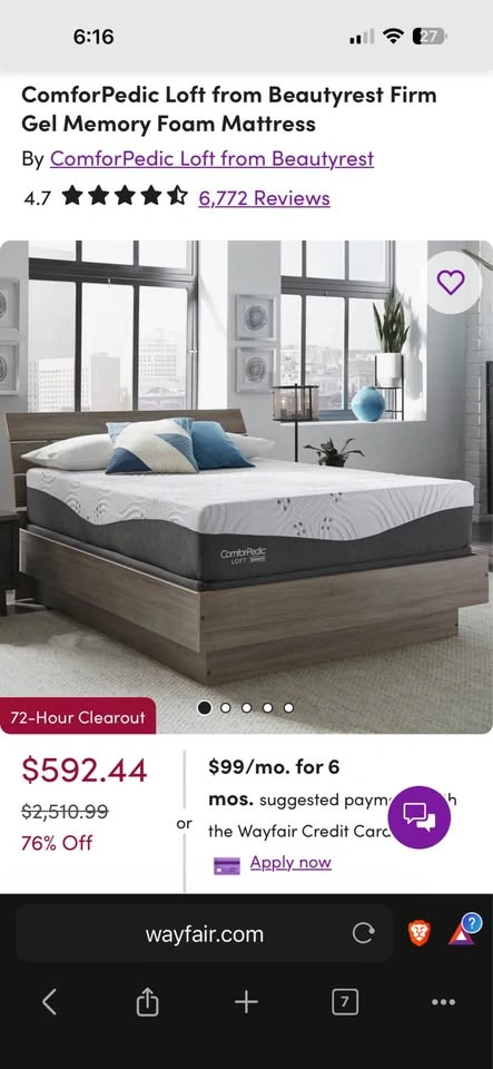 Comforpedic Queen Mattress and IKEA Bedframe - photo 4