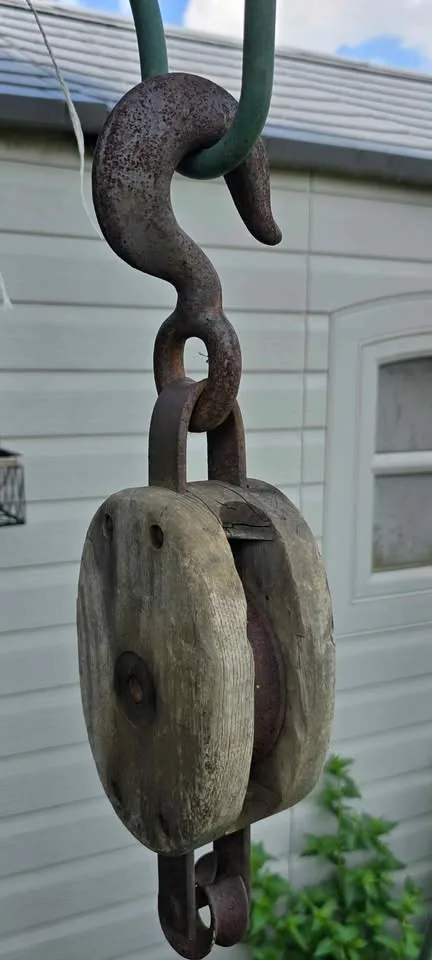 Antique wood pulley image indicator(2)