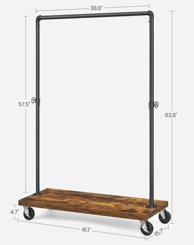 VASAGLE Heavy Duty Rolling Clothes Rack w/ Shelf - photo 3