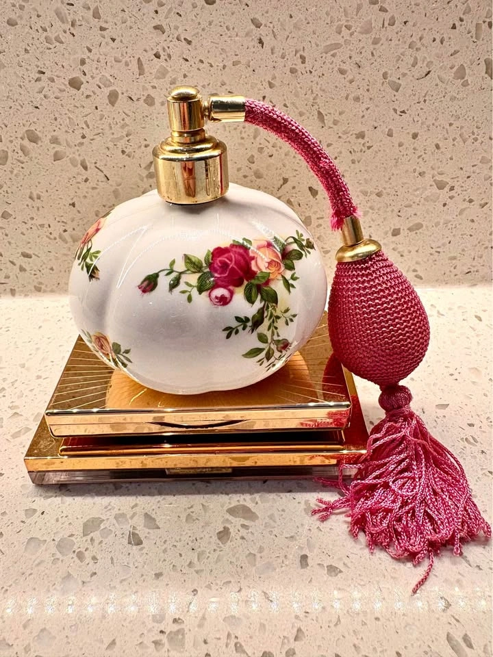 RARE Royal Albert Old Country Roses vintage perfume atomizer