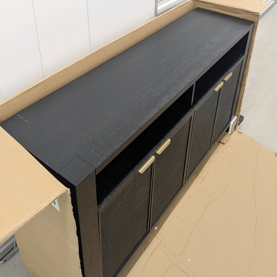 Modern Black Sideboard / Media Console with Storage - photo 5