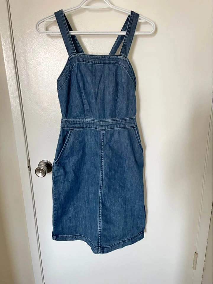 Denim Dress With Pockets and Adjustable Straps