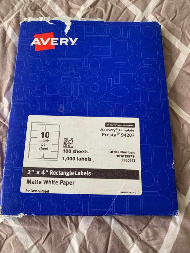 Avery Labels 2" x 4" Rectangle Labels