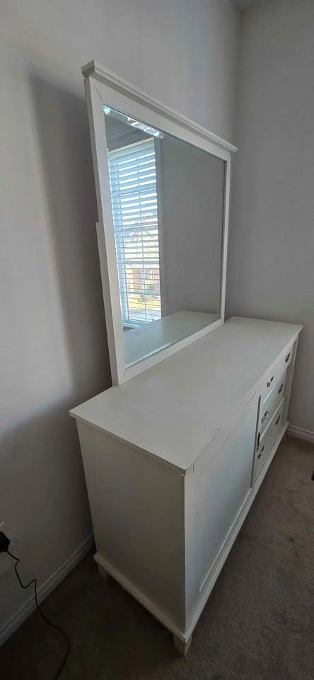 White Dresser with Drawers and Sliding Door - photo 4