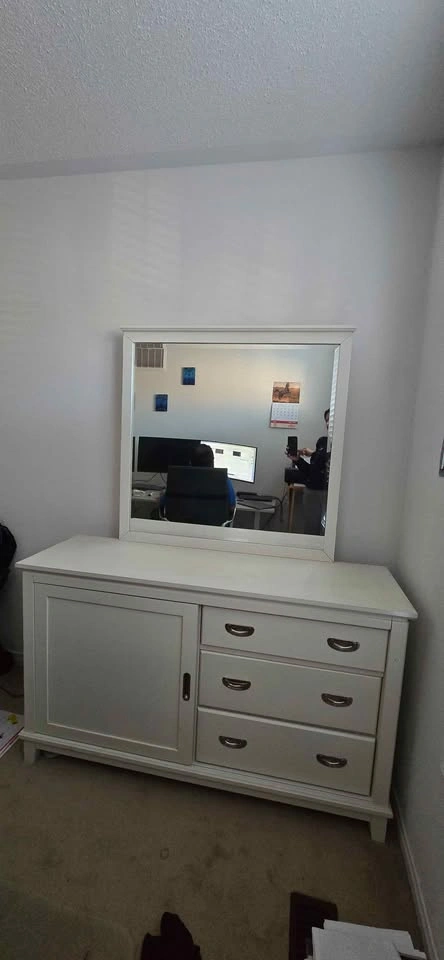 White Dresser with Drawers and Sliding Door - photo 5