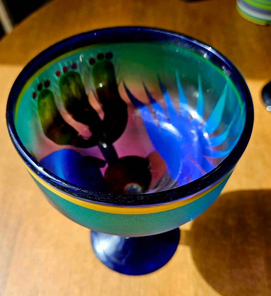 Hand-Painted Cobalt Blue Glass Set - Perfect for Patio - photo 3